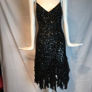 Knee length Black Emerald dancing dress